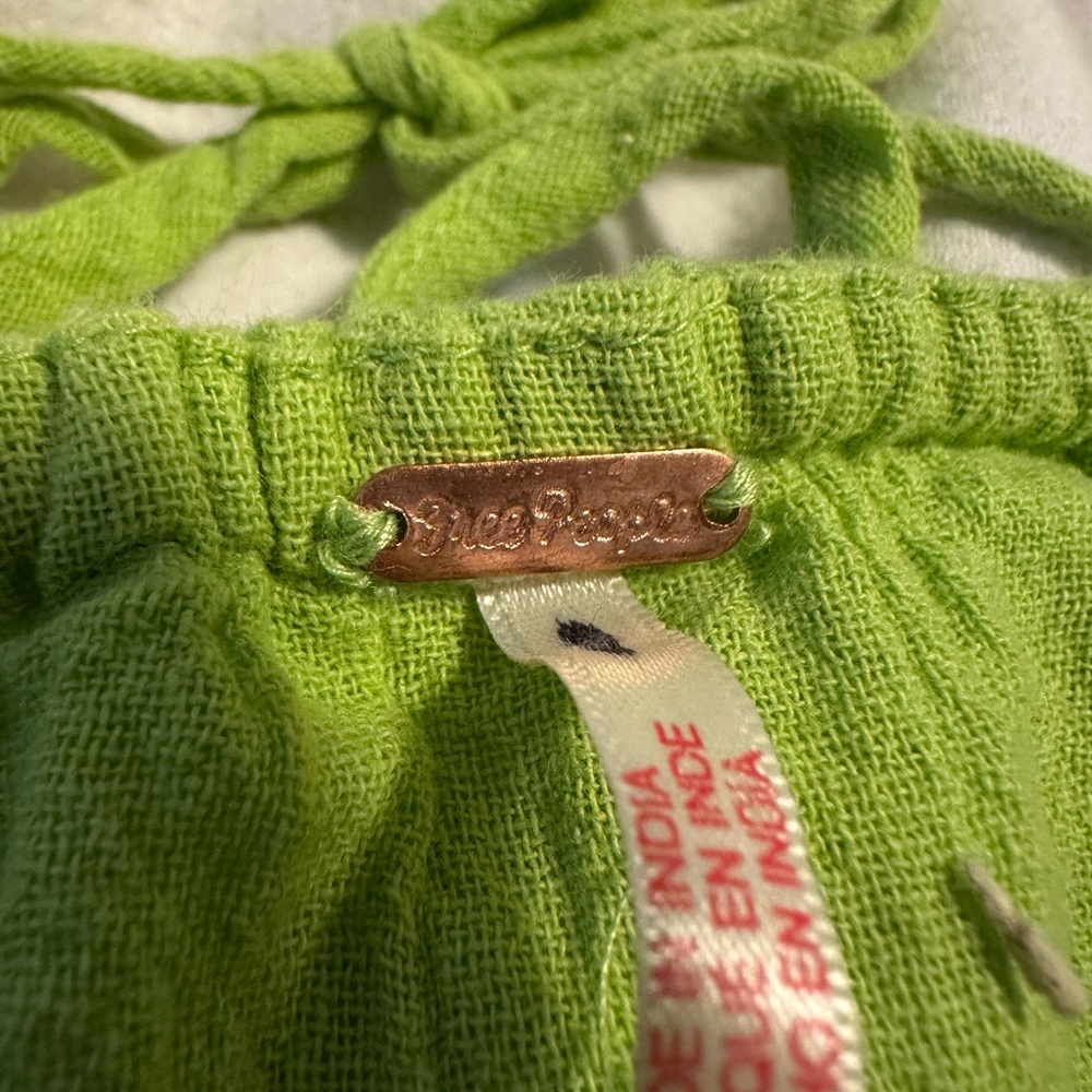 New Free People Auralie Maxi Dress size LARGE Citron Green Tiered - Picture 5 of 6